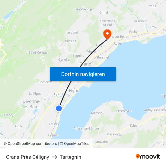 Crans-Près-Céligny to Tartegnin map