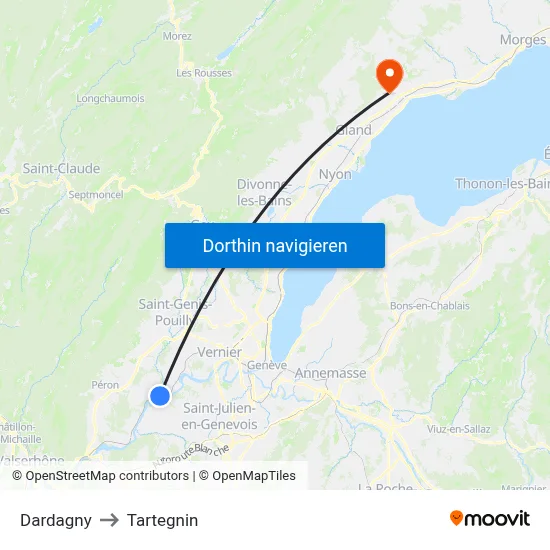 Dardagny to Tartegnin map