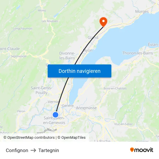 Confignon to Tartegnin map