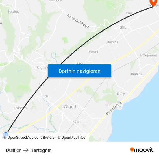 Duillier to Tartegnin map