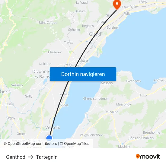 Genthod to Tartegnin map