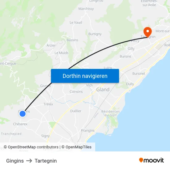 Gingins to Tartegnin map