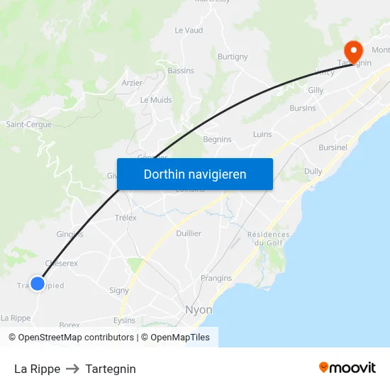 La Rippe to Tartegnin map