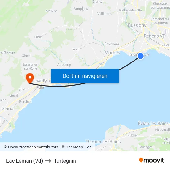 Lac Léman (Vd) to Tartegnin map