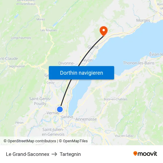 Le Grand-Saconnex to Tartegnin map