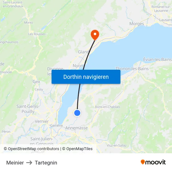 Meinier to Tartegnin map