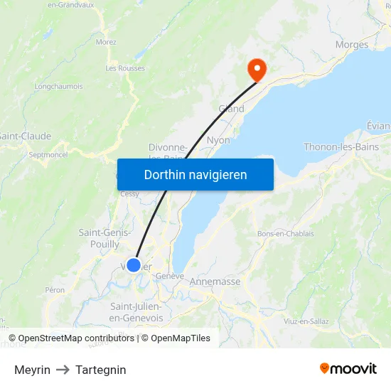 Meyrin to Tartegnin map