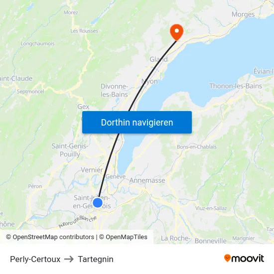 Perly-Certoux to Tartegnin map