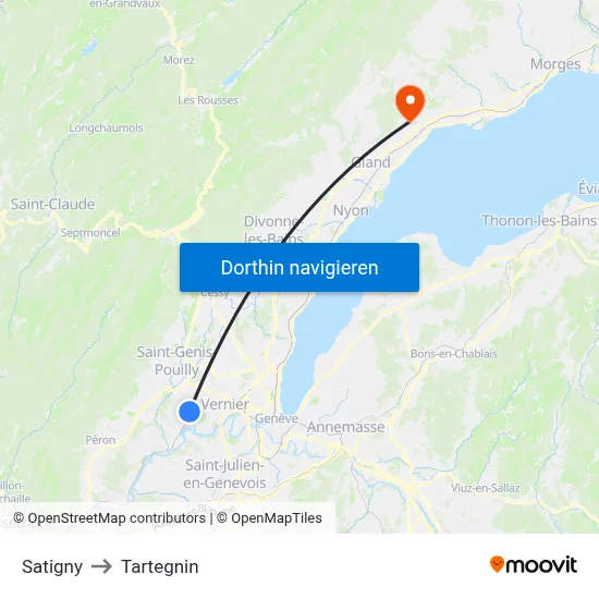 Satigny to Tartegnin map