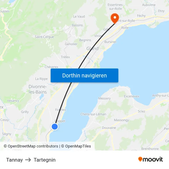 Tannay to Tartegnin map