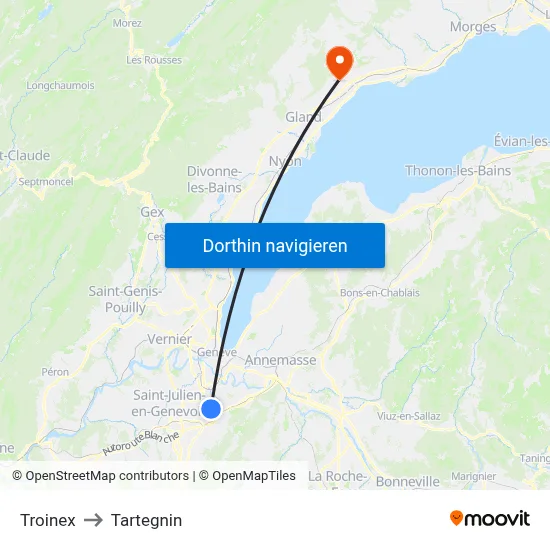 Troinex to Tartegnin map
