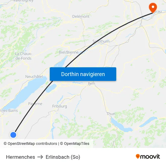 Hermenches to Erlinsbach (So) map