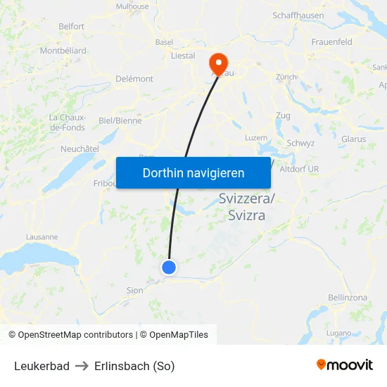 Leukerbad to Erlinsbach (So) map