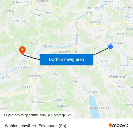 Wohlenschwil to Erlinsbach (So) map