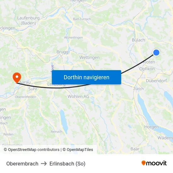 Oberembrach to Erlinsbach (So) map