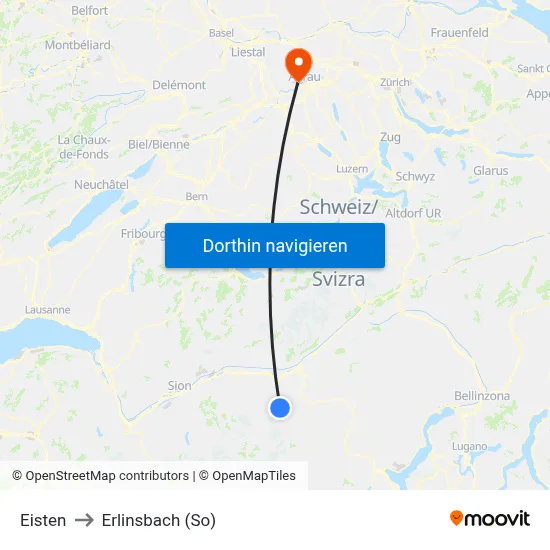 Eisten to Erlinsbach (So) map