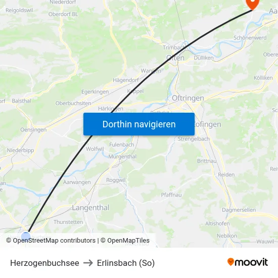 Herzogenbuchsee to Erlinsbach (So) map