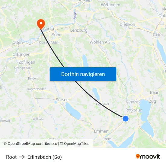Root to Erlinsbach (So) map
