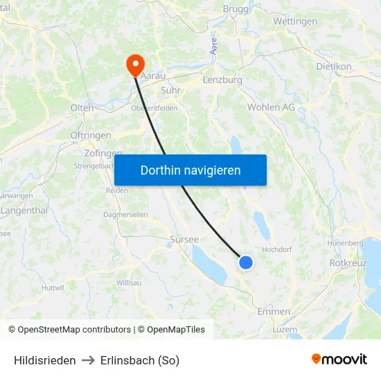 Hildisrieden to Erlinsbach (So) map