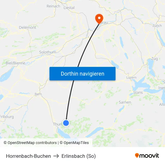 Horrenbach-Buchen to Erlinsbach (So) map