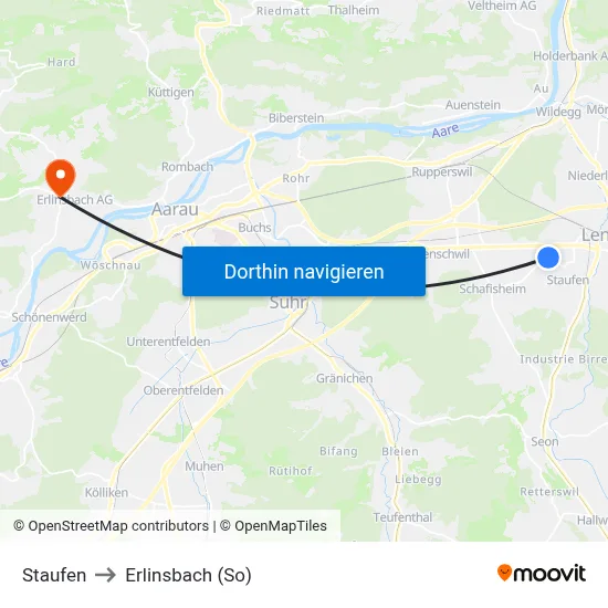 Staufen to Erlinsbach (So) map