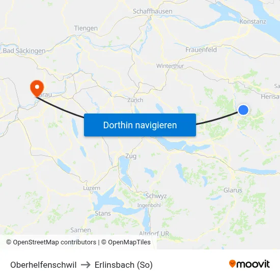 Oberhelfenschwil to Erlinsbach (So) map
