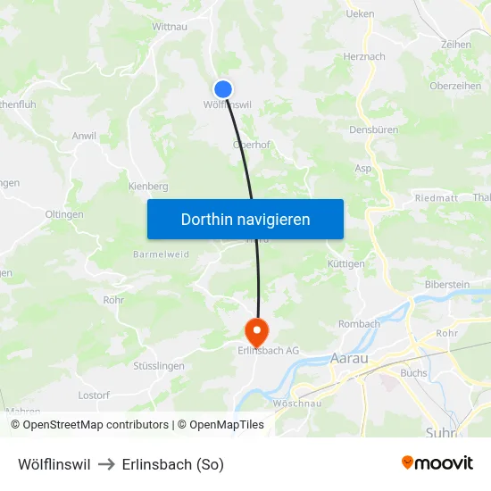 Wölflinswil to Erlinsbach (So) map