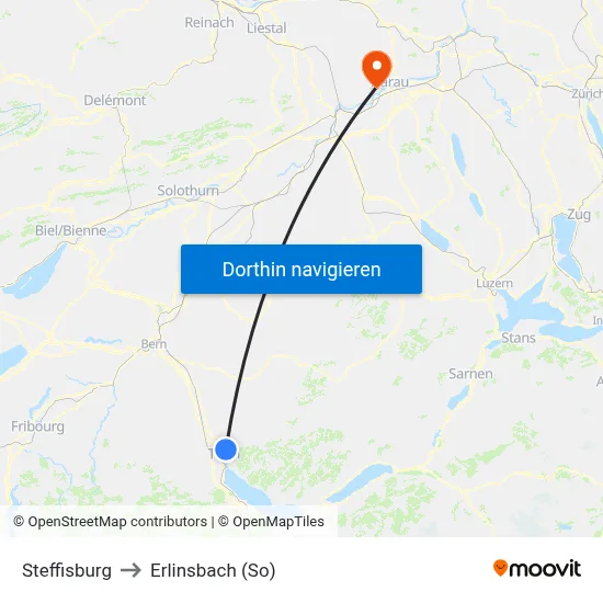 Steffisburg to Erlinsbach (So) map