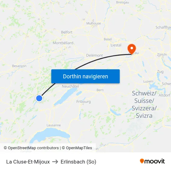La Cluse-Et-Mijoux to Erlinsbach (So) map