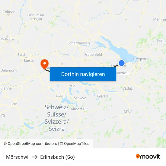 Mörschwil to Erlinsbach (So) map