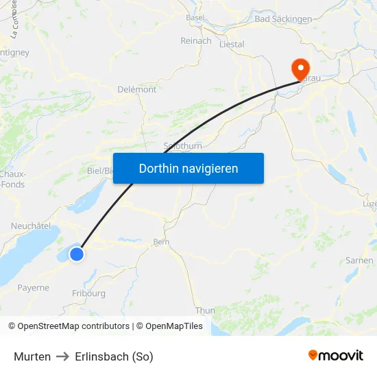 Murten to Erlinsbach (So) map