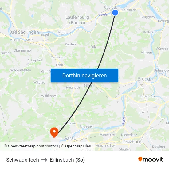 Schwaderloch to Erlinsbach (So) map