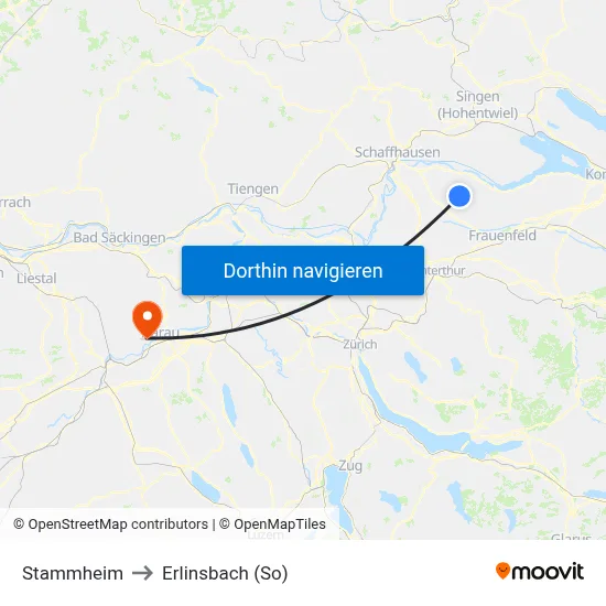 Stammheim to Erlinsbach (So) map