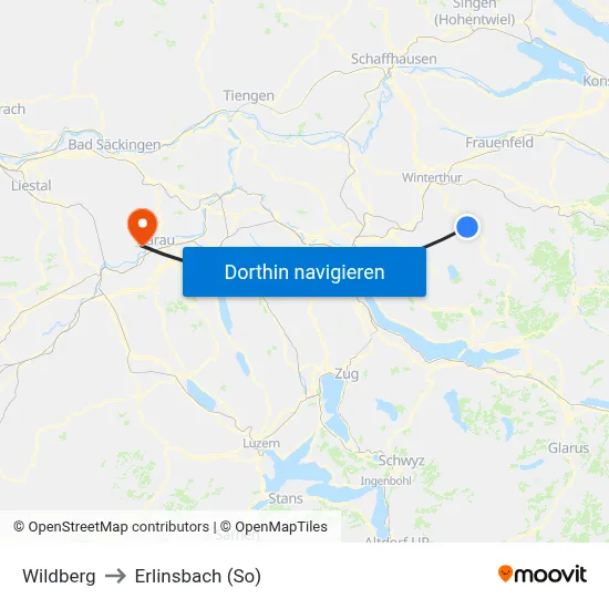 Wildberg to Erlinsbach (So) map