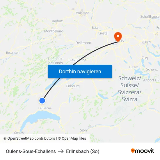 Oulens-Sous-Echallens to Erlinsbach (So) map