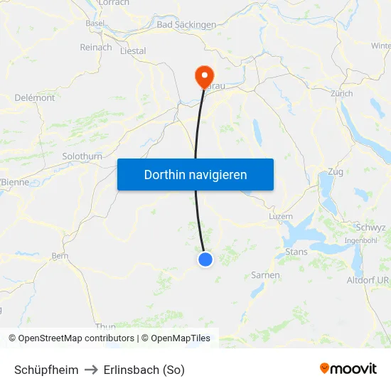 Schüpfheim to Erlinsbach (So) map