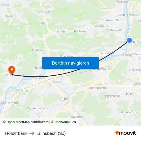 Holderbank to Erlinsbach (So) map