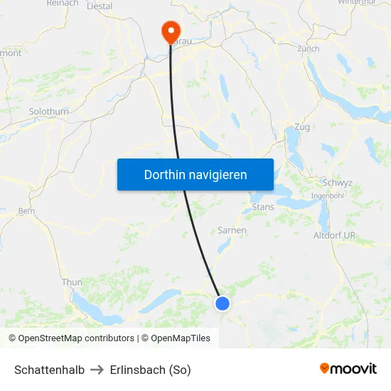 Schattenhalb to Erlinsbach (So) map