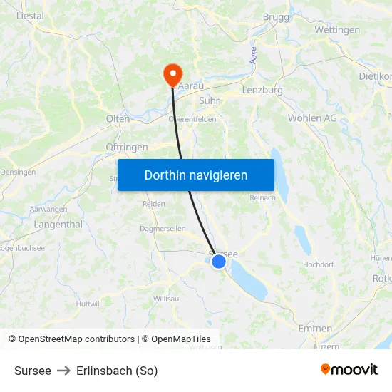 Sursee to Erlinsbach (So) map