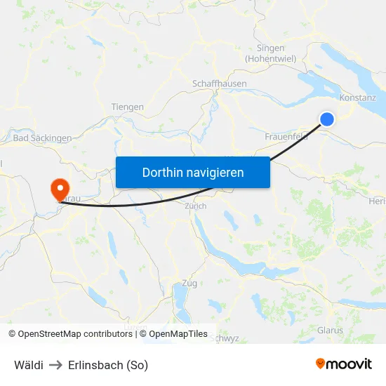 Wäldi to Erlinsbach (So) map