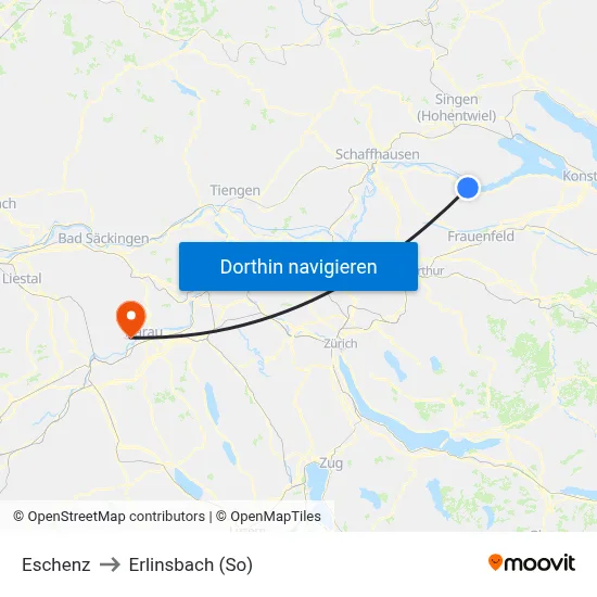 Eschenz to Erlinsbach (So) map
