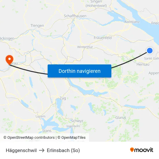 Häggenschwil to Erlinsbach (So) map