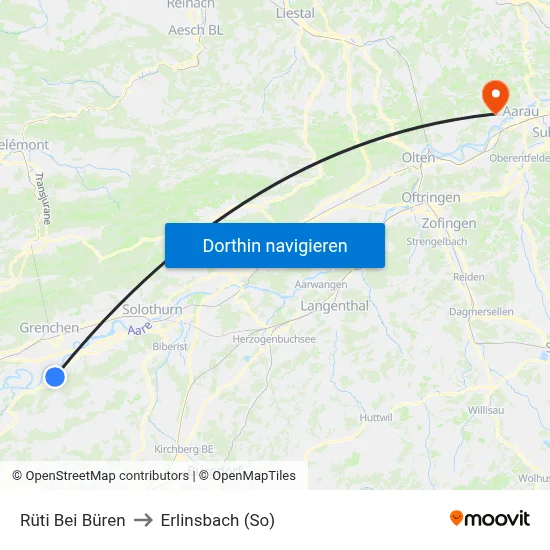 Rüti Bei Büren to Erlinsbach (So) map
