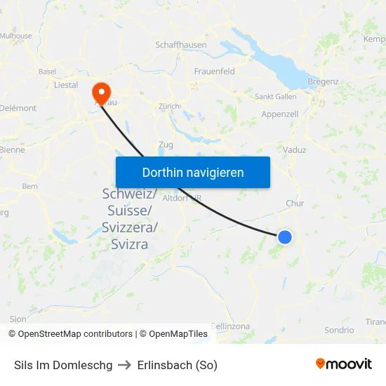 Sils Im Domleschg to Erlinsbach (So) map