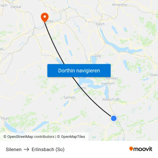 Silenen to Erlinsbach (So) map
