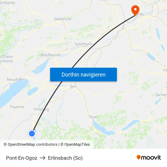 Pont-En-Ogoz to Erlinsbach (So) map
