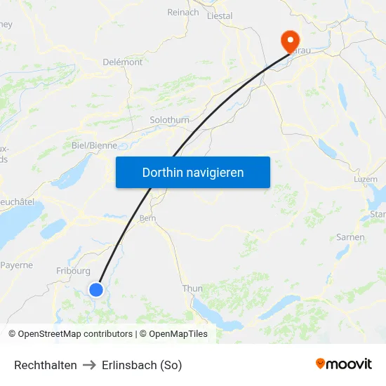 Rechthalten to Erlinsbach (So) map