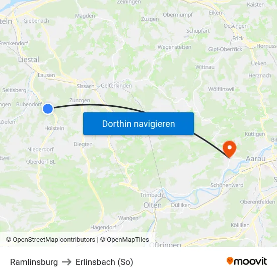 Ramlinsburg to Erlinsbach (So) map