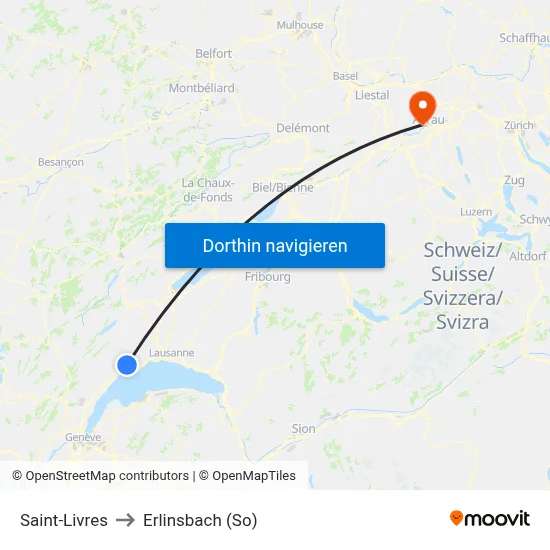 Saint-Livres to Erlinsbach (So) map