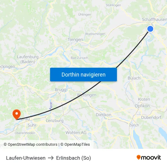 Laufen-Uhwiesen to Erlinsbach (So) map